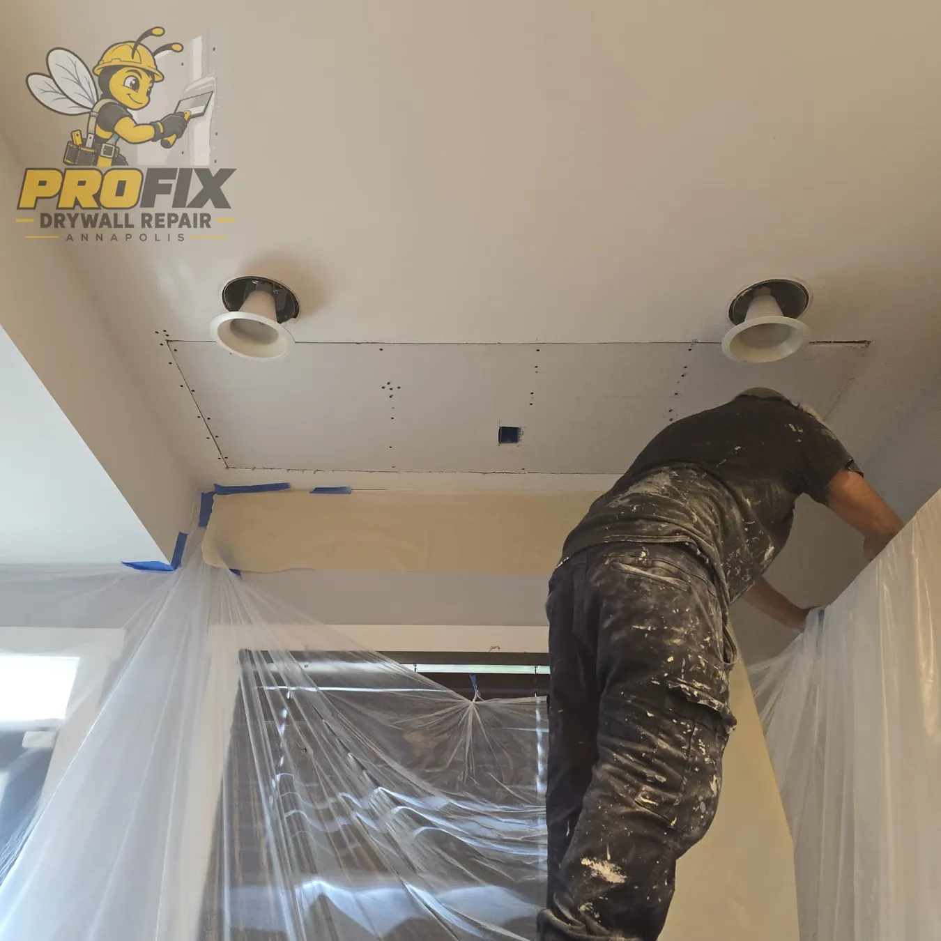 Drywall ceiling repair work
