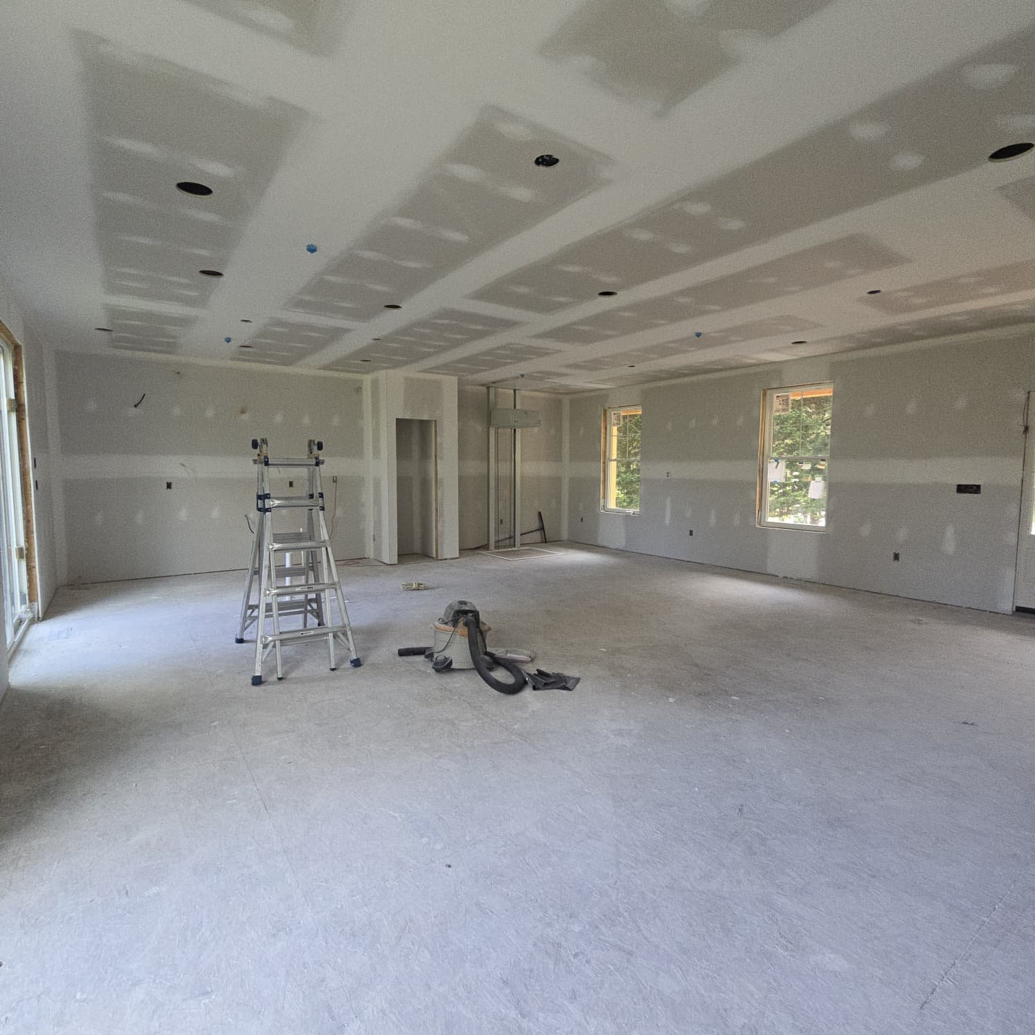 Room during the drywall
repair process